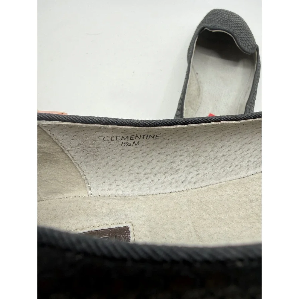 Tahari Clementine Womens Black Snakeskin Loafers Square Toe Flats Size 8.5